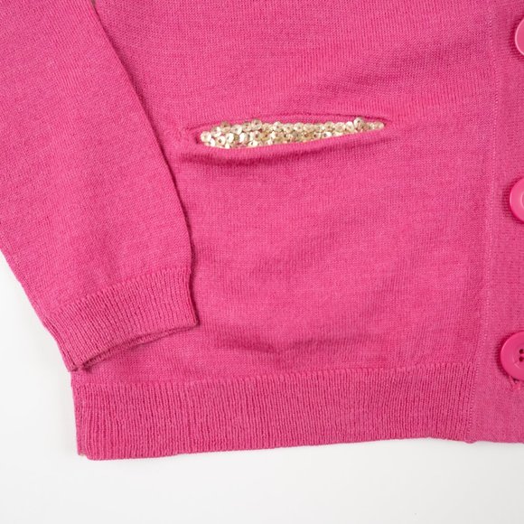 ANN TAYLOR LOFT pink cardigan sweater with gold sequins size XS - Picture 6 of 11